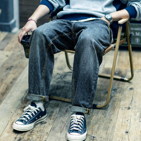 Tapered Jeans Loose Hipster Washed Pants P0543