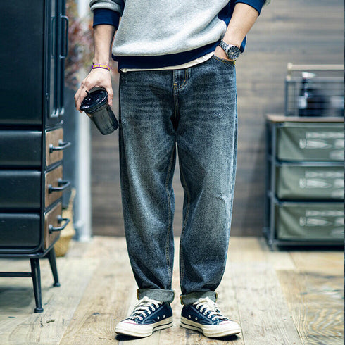 Tapered Jeans Loose Hipster Washed Pants P0543