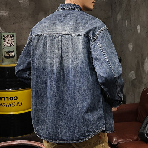 Washed Blue Denim Long Sleeve Shirt P1084