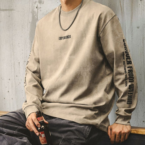 Acid Tone Sleeve Print Long Sleeve T-Shirt P1595