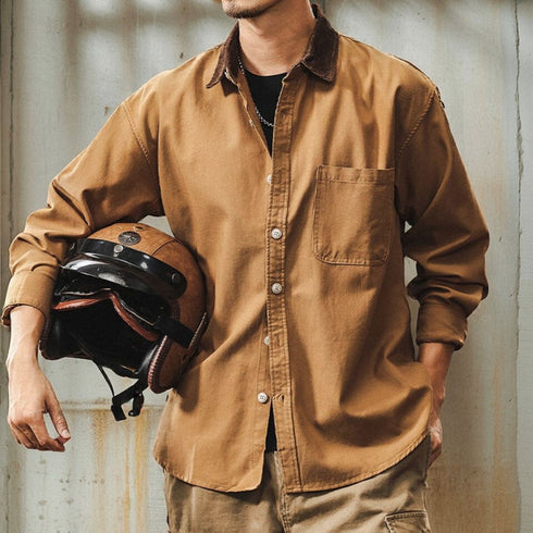 Corduroy Collar Work Shirt P1903