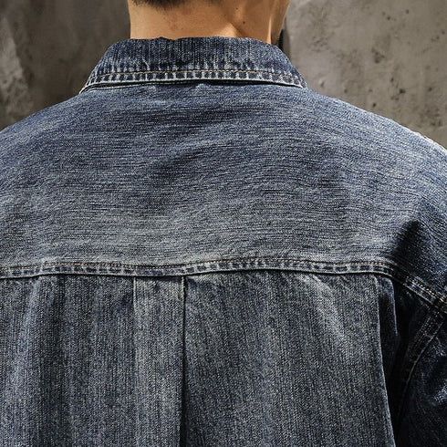 Washed Blue Denim Long Sleeve Shirt P1084