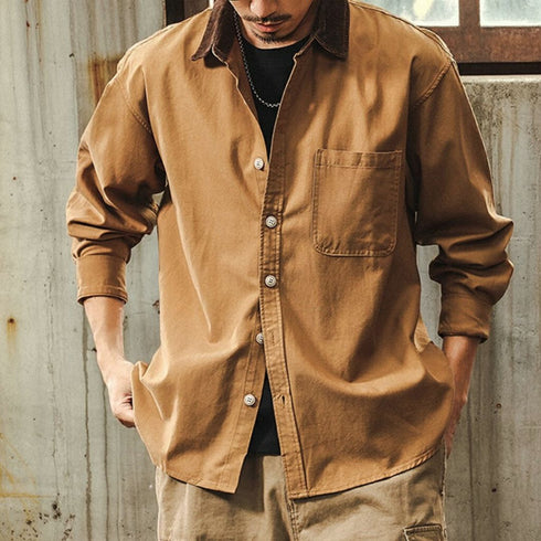 【OUTLET/即納】コーデュロイカラーワークシャツ P1903