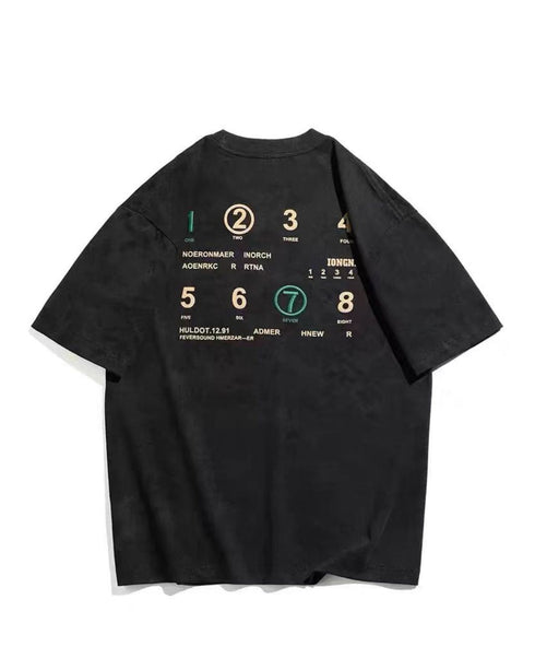 【OUTLET/即納】ナンバーアートバックプリント半袖Tシャツ P0890