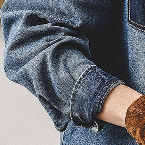 Two Tone Denim Contrast Design Long Sleeve Shirt P1670