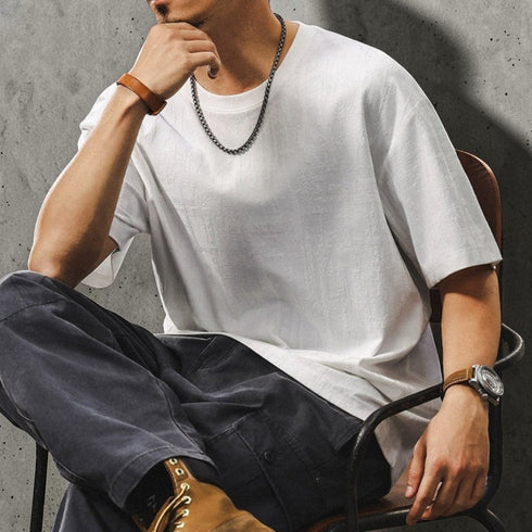 ジャカードパターンビッグシルエット半袖Tシャツ P2023