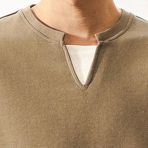 Clean Silhouette Slit Neck Long Sleeve P1362