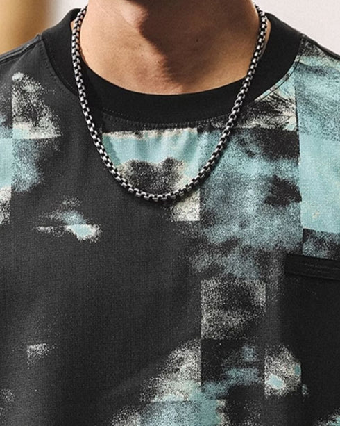 Smoky Block Print Short Sleeve T-Shirt P1489