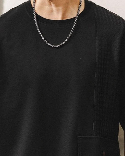 Asymmetry Line Flap Pocket Short Sleeve T-shirt P1455