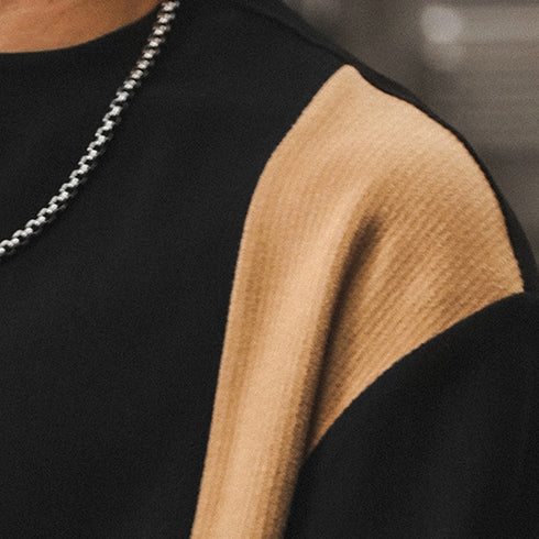 Line Contrast Minimal Waffle Long Tee P1666