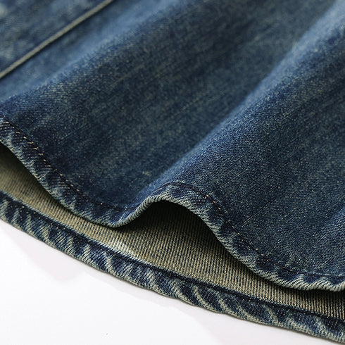 Line Panel Accent Denim Long Shirt P1671