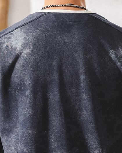 Washed Color Split Neck Short Sleeve T-Shirt P1421