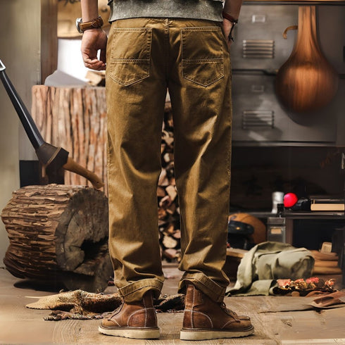 Retro Workwear Loose Straight Pants P1273