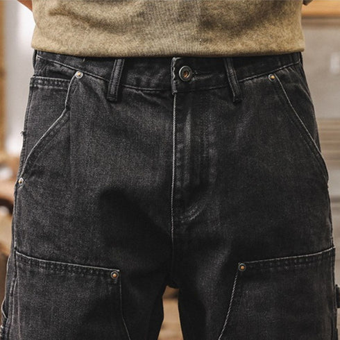 【OUTLET/即納】ダブルニーブラックデニムペインターパンツ P1692