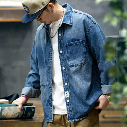 【OUTLET/即納】クラシックブルーデニムシャツ P0761