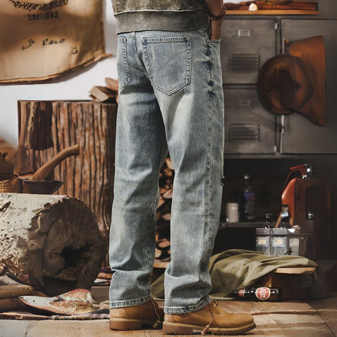 Straight Pants Washed Casual Pants P1238