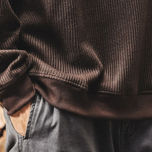 Waffle Touch Relax Long Sleeve Pullover P1858