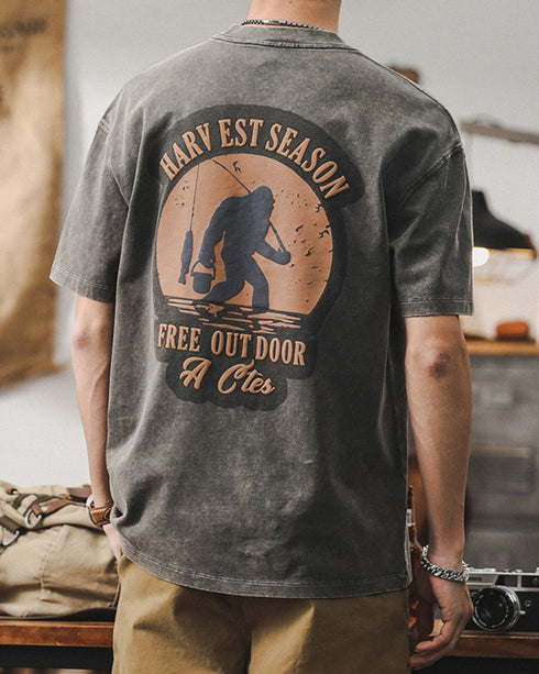 Vintage Outdoor Backprint T-shirt P0941