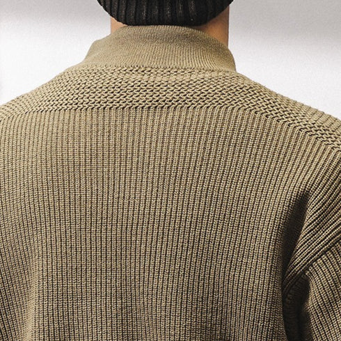 Henley Neck Rib Knit Sweater P1694