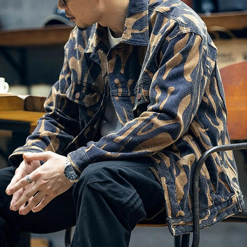 Printed Denim Loose Large Size Casual Jacket P0422