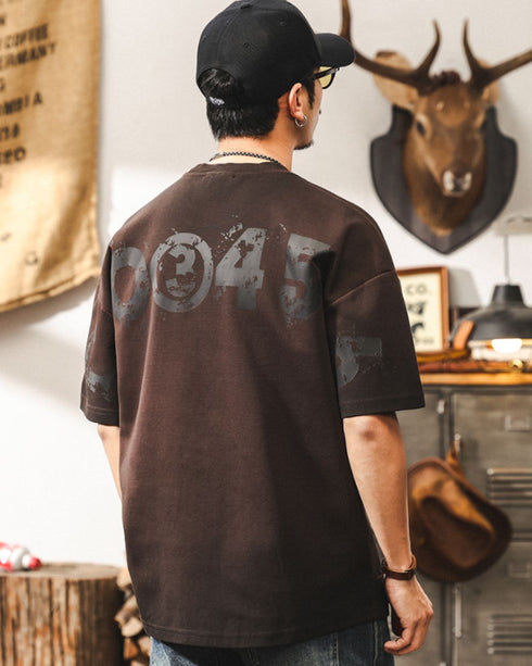 Numbering Back Print Graphic T-Shirt P1329