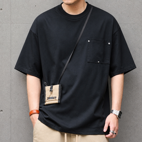 【OUTLET/即納】チェストポケットクルーネック半袖Tシャツ P2185