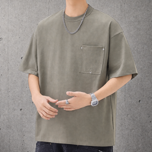 【OUTLET/即納】チェストポケットクルーネック半袖Tシャツ P2185
