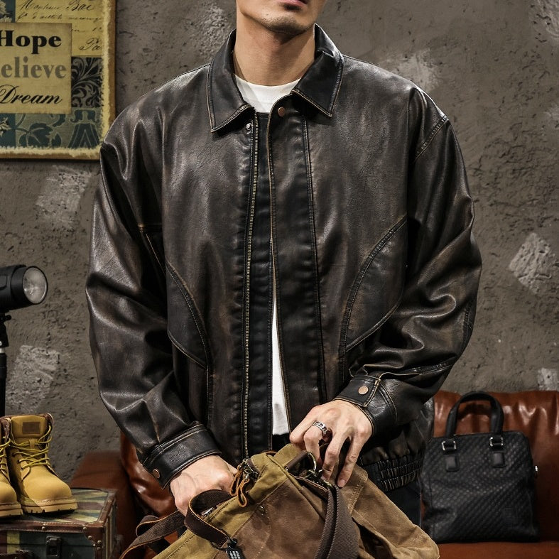 2025超人気 Motorcycle Leather Jacket P1081 – PEAK BLUE (ピークブルー) ジャケット・アウター