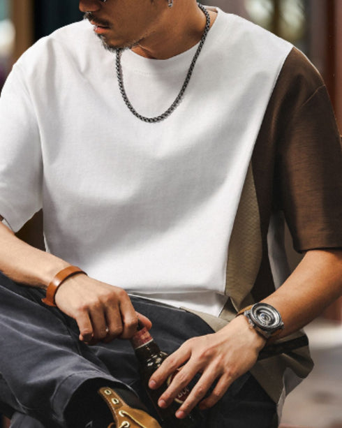 Graphical Cut Simple Line Short Sleeve T-Shirt P1352