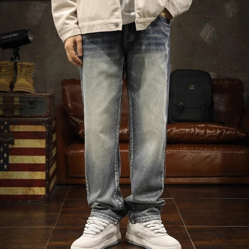 Washed Jeans Straight Pants P1113