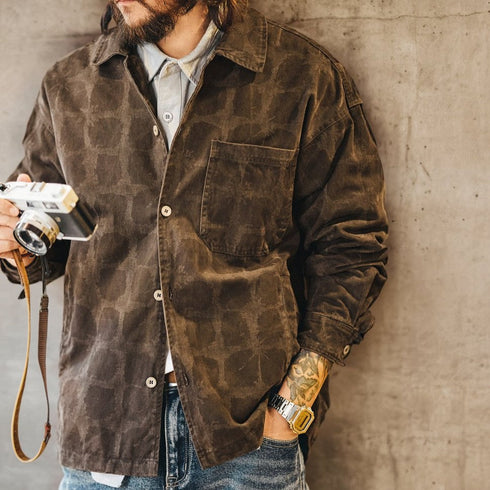 【OUTLET/即納】ラギッドパターンフェードワーク長袖シャツ P1976