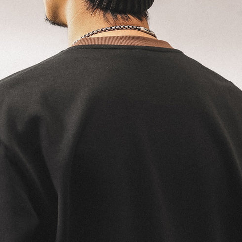 Blocking Design Color Panel Long T-shirt P1848