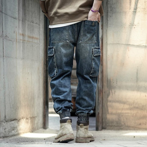 Vintage Wash Cargo Jeans P0411