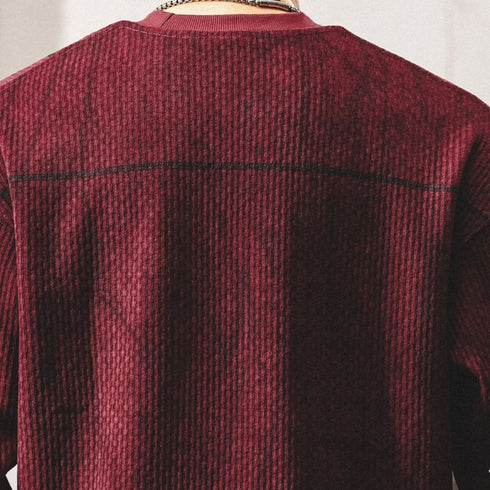 Waffle Texture Utility Pocket Sweater P1860