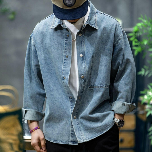 Long-sleeved Denim Shirt Men's P0762