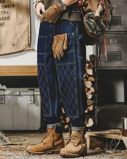 【OUTLET/即納】Diamond Stitch Double Knee Jeans P0301