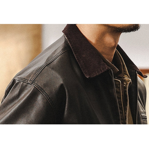 Faux Leather Short Work Jacket P1909