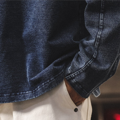 Vintage Denim Henley Neck Shirt P1844