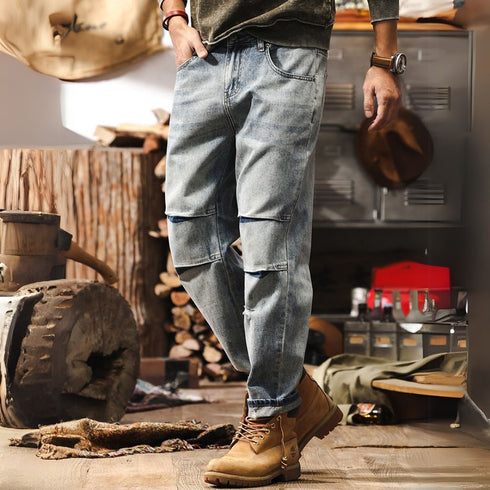 Washed Straight Jeans P1256