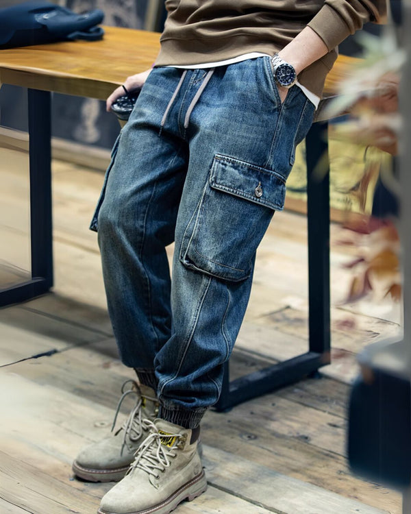 Vintage Wash Cargo Jeans P0411