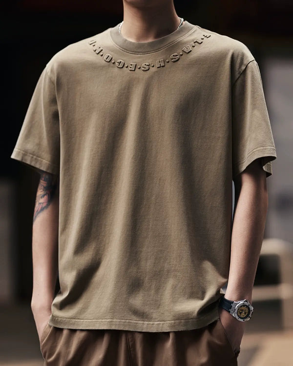Neck Lettering Minimal Design Short Sleeve T-Shirt P1345