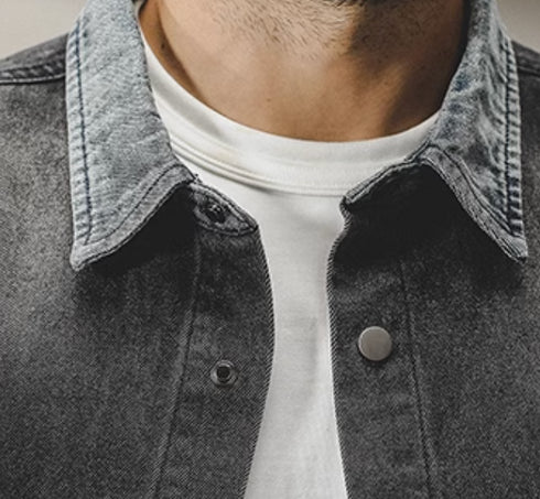 American Colorblocking Denim-shirt P0327