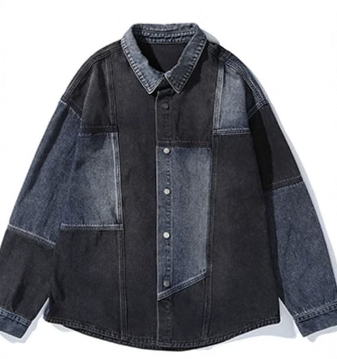 American Colorblocking Denim-shirt P0327