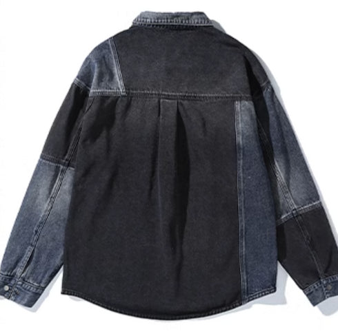 American Colorblocking Denim-shirt P0327