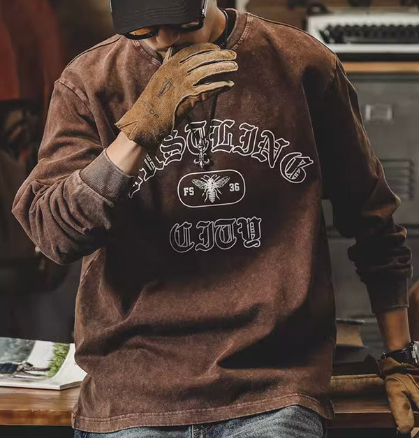 Long-sleeved T-shirt Men's Round neck P0342