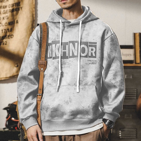 Fake Suede Print Hoodie P0667