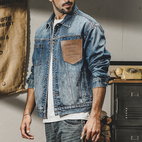 Blue Denim Jacket Men's P0742