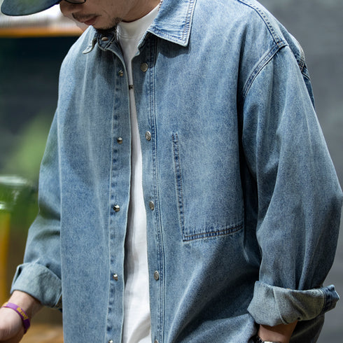 Long-sleeved Denim Shirt Men's P0762