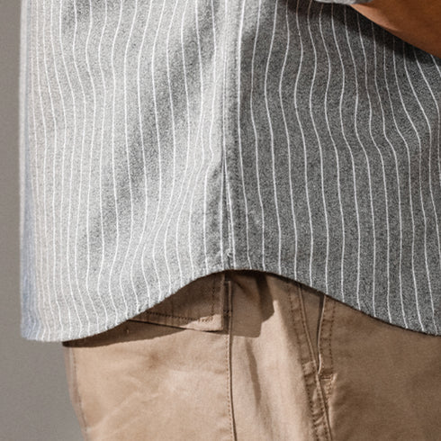 Relaxed Stripe Basic Long Sleeve Shirt P0826