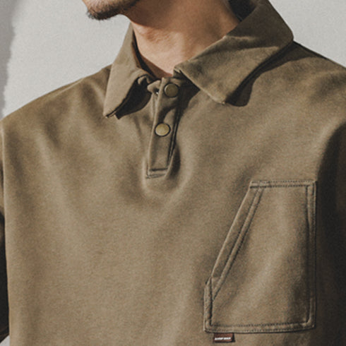 Distressed Lapel POLO Sweatshirt P0873